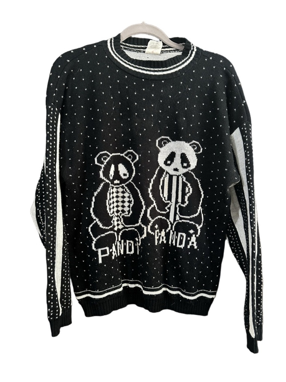 Tops ‘n Trends Vintage Women's Black & White Panda Crewneck Sweater 80s Sz M